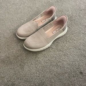 Skechers Cream Slip-On Sneakers with Foam Sole